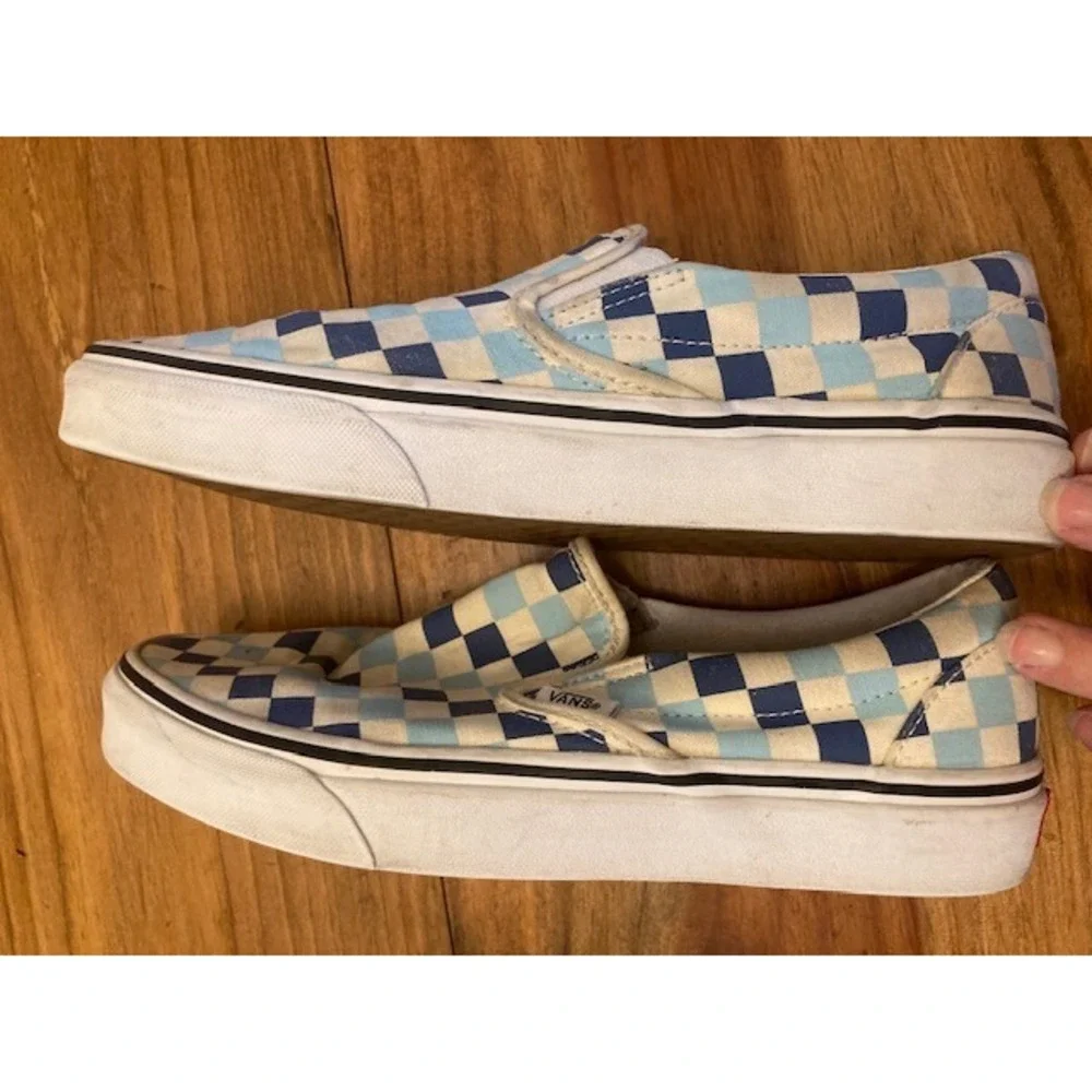 W 8.5 - VANS Classic Slip On Royal and Baby‎ Blue Checkerboard